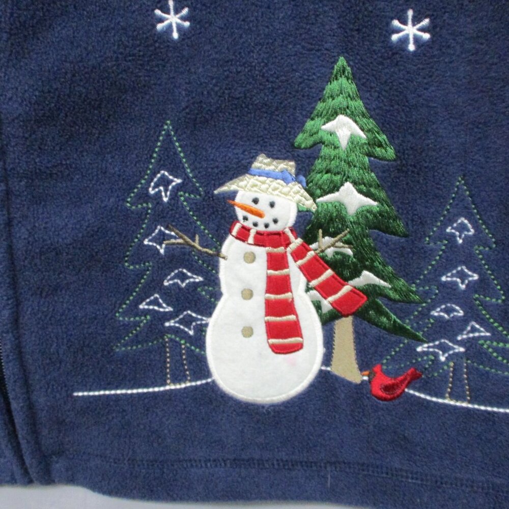 Croft & Borrow Sport Christmas Theme Fleece Full Zip Sweater Blue Size | 1X - Picture 4 of 12
